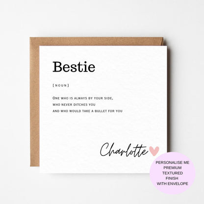 Bestie Friendship Definition Card, Best Friend Card, Friend Card, Bestie Birthday Card, To My Bestie, Bestie Definition, Bestie Thank You