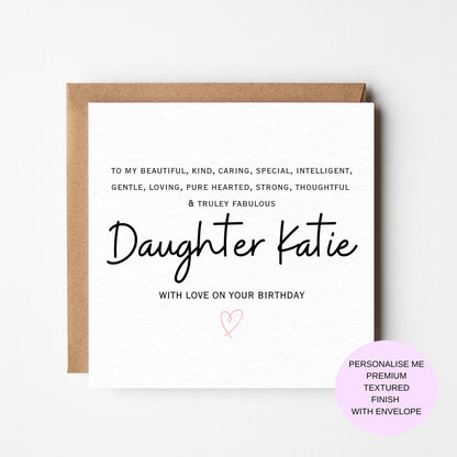 Daughter birthday card, personalised card, birthday card for Daughter