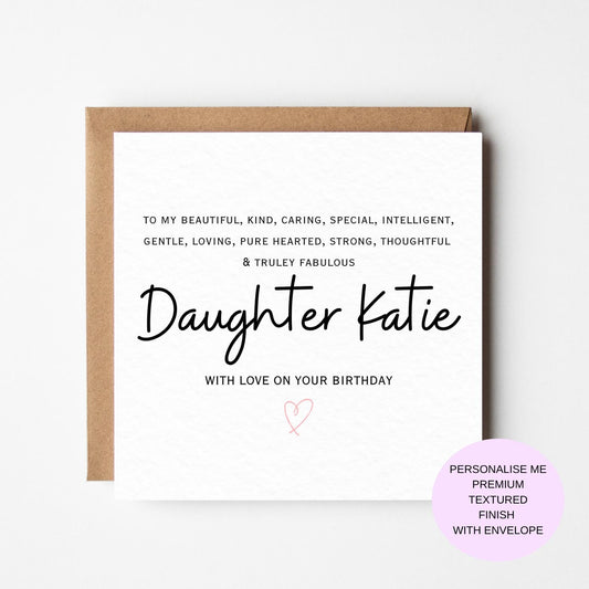 Daughter birthday card, personalised card, birthday card for Daughter