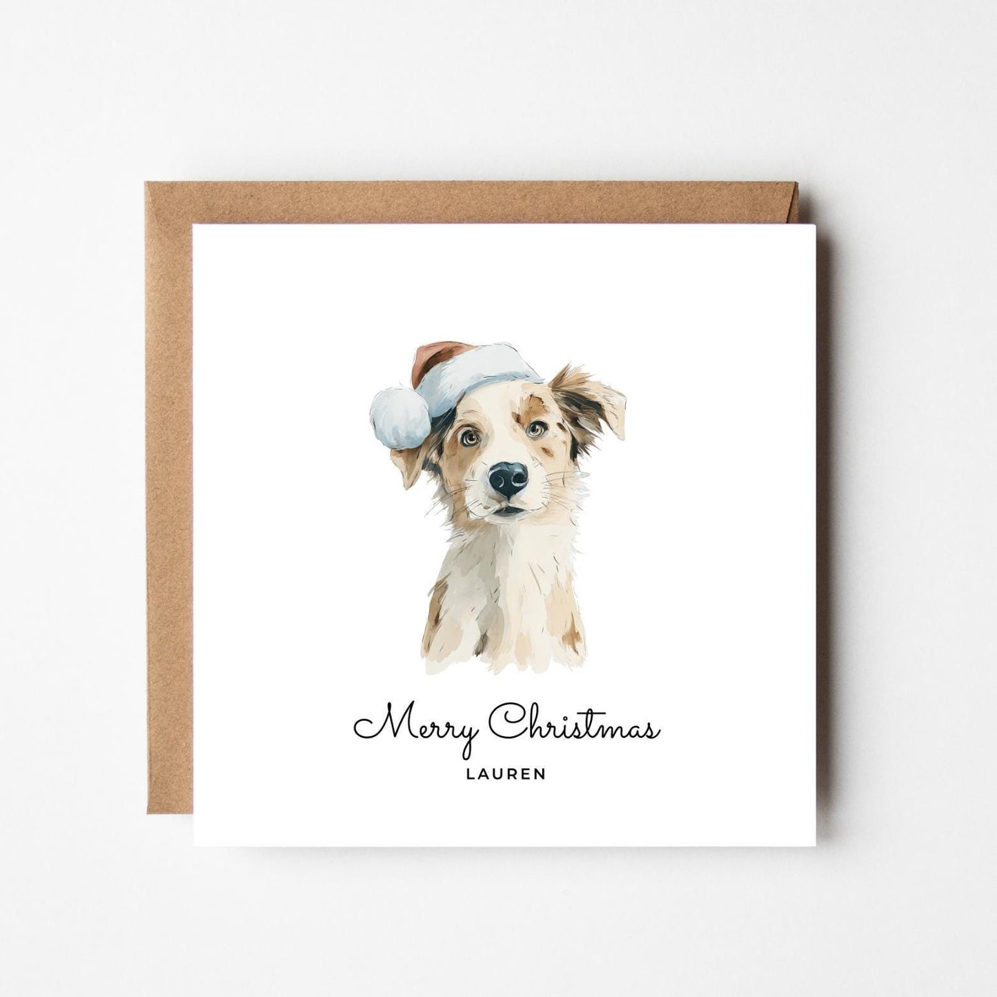 Personalised Border Collie Christmas Card – Custom Dog Xmas Card – Cute Dog Lover Holiday Card – Dog Mum Dog Dad Gift – Pet Name Card