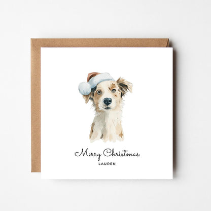 Personalised Border Collie Christmas Card – Custom Dog Xmas Card – Cute Dog Lover Holiday Card – Dog Mum Dog Dad Gift – Pet Name Card