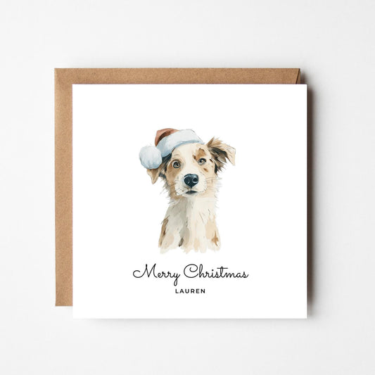 Personalised Border Collie Christmas Card – Custom Dog Xmas Card – Cute Dog Lover Holiday Card – Dog Mum Dog Dad Gift – Pet Name Card