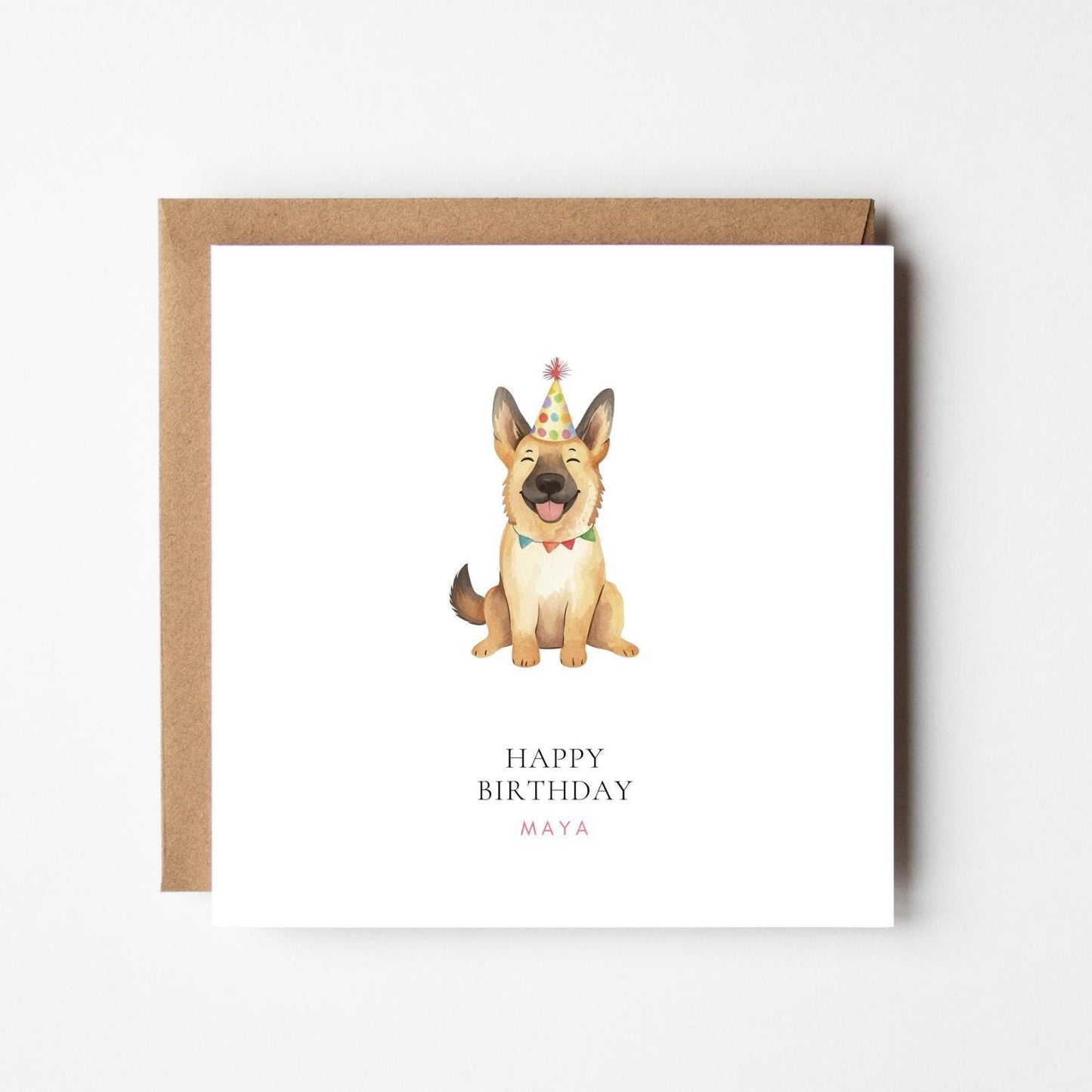 Personalised German Shepherd Birthday Card – Custom Dog Birthday Greeting
