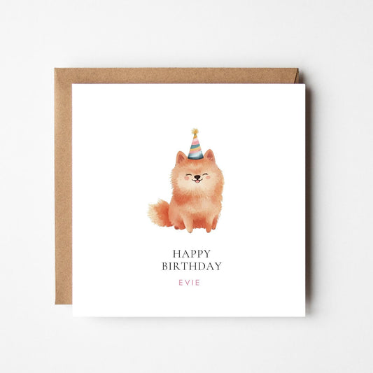 Personalised Pomeranian Birthday Card – Custom Dog Lover Greeting