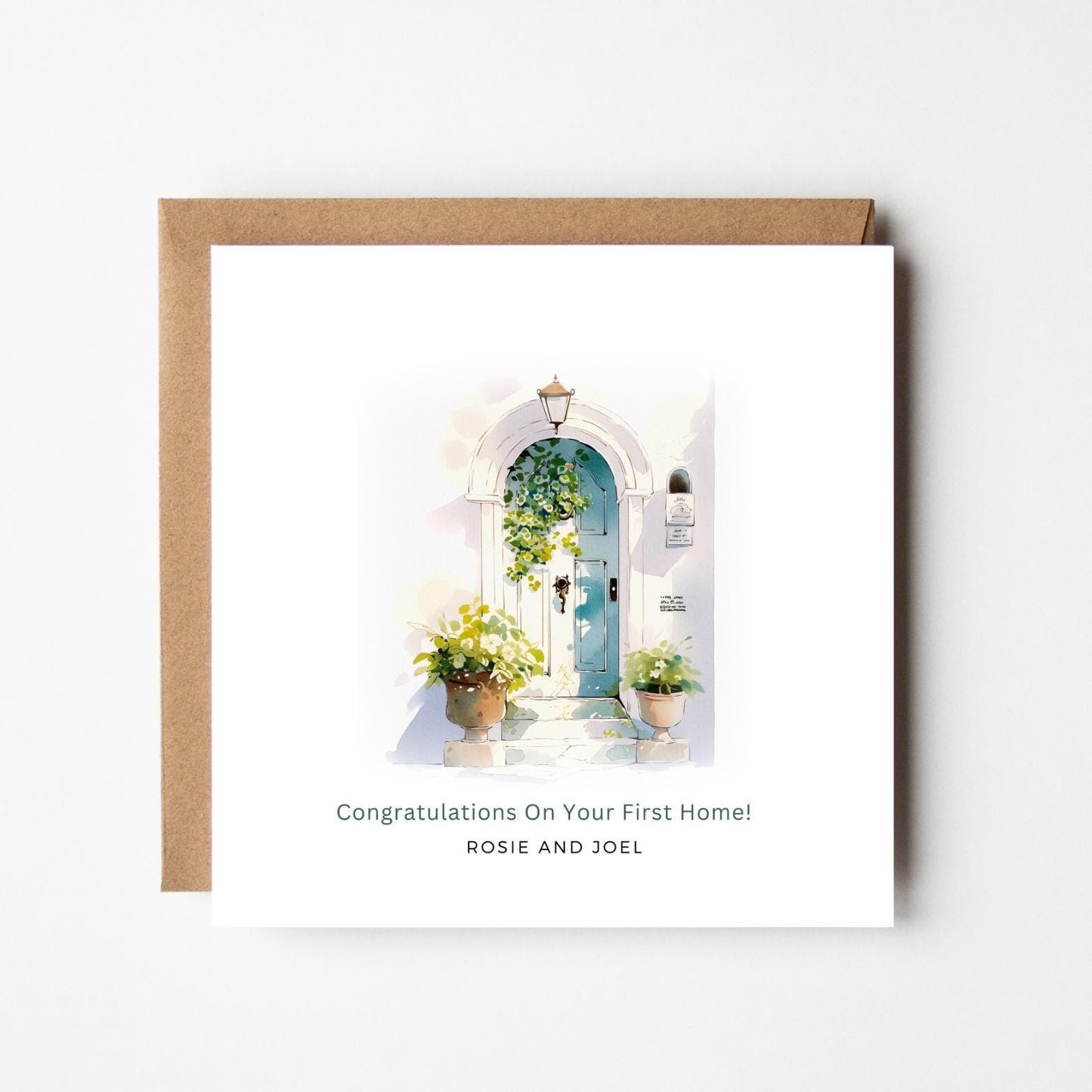 Personalised New Home Card | Custom Housewarming Card | Watercolour Front Door Design | Congratulations Moving House Card