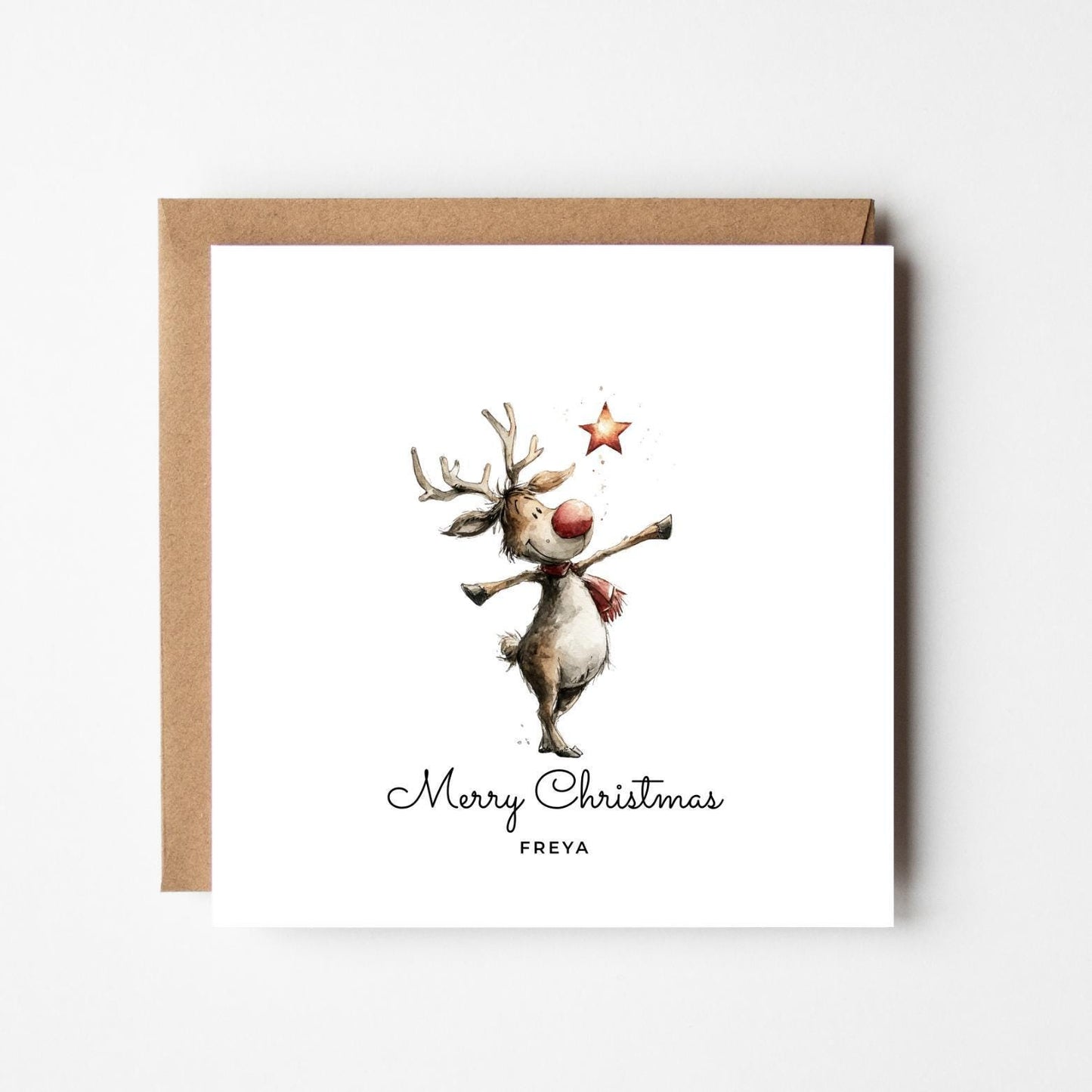 Personalised Funny Reindeer Christmas Card: Custom Xmas Card