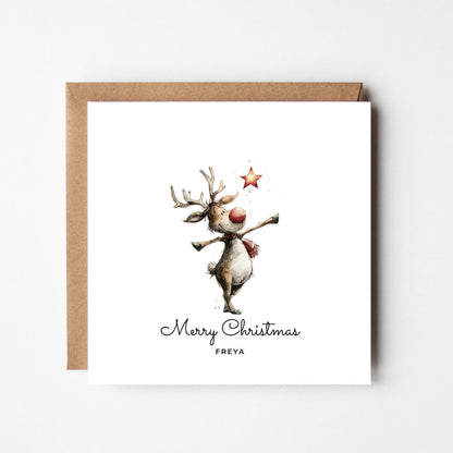 Personalised Funny Reindeer Christmas Card: Custom Xmas Card