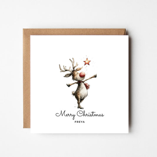 Personalised Funny Reindeer Christmas Card: Custom Xmas Card