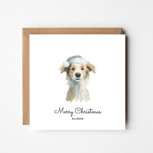 Personalised Dog Christmas Card – Custom Pet Xmas Card – Cute Dog Lover Holiday Card – Dog Mum Dog Dad Gift – Border Collie