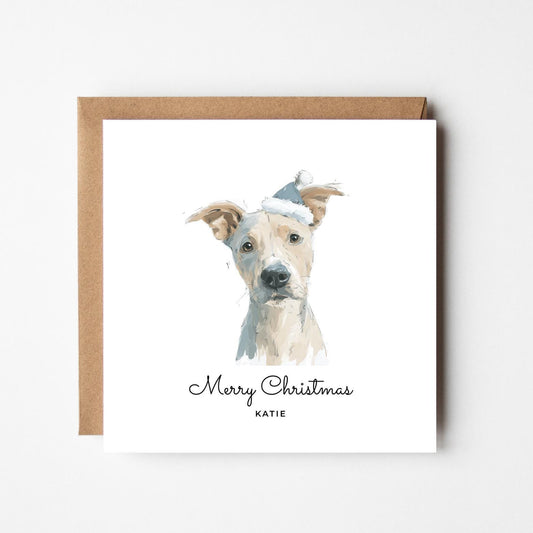 Personalised Pit Bull Christmas Card – Custom Dog Xmas Card – Cute Staffy Dog Holiday Card – Dog Mum Dog Dad Gift – Pet Name Card