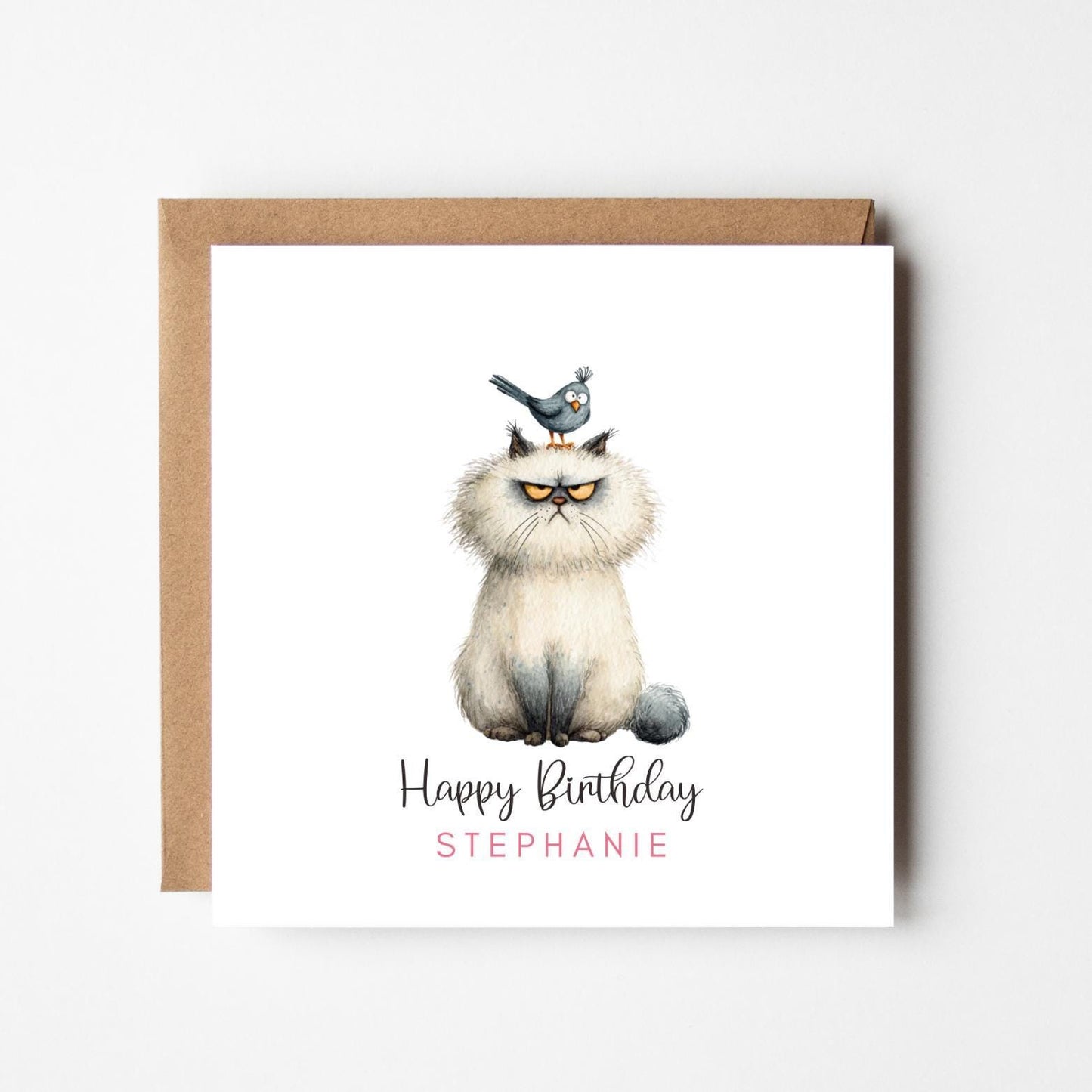 Personalised Grumpy Cat Birthday Card: Funny Custom Card