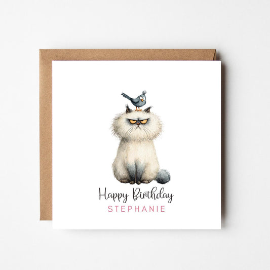 Personalised Grumpy Cat Birthday Card: Funny Custom Card