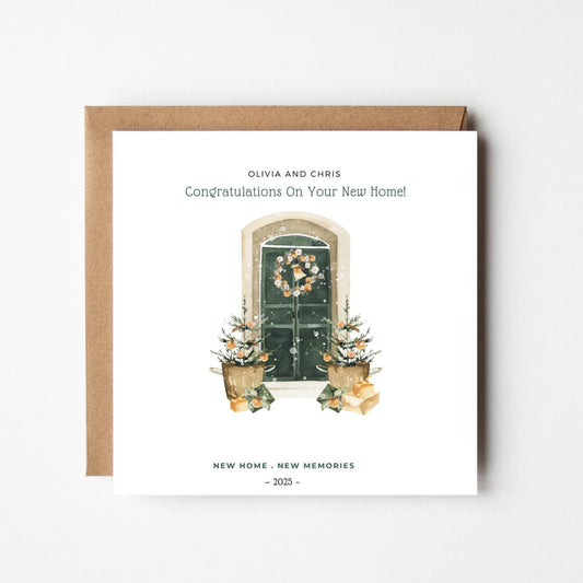 Personalised New Home Card | Custom Housewarming Card | Watercolour Front Door Design | Congratulations Moving House Card