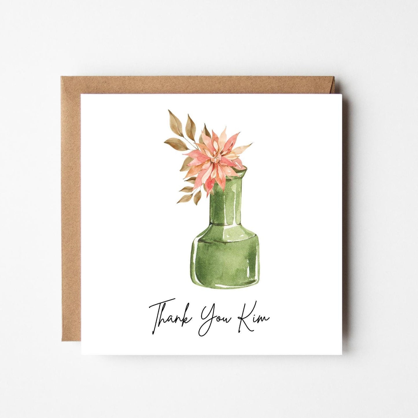 Personalised Thank You Card – Watercolour Flower in Vase