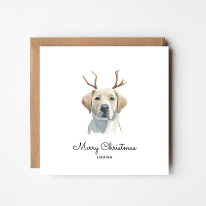Personalised Labrador Christmas Card – Custom Yellow Lab Dog Xmas Card – Cute Dog Lover Holiday Card – Dog Mum Dog Dad Gift – Pet Name Card