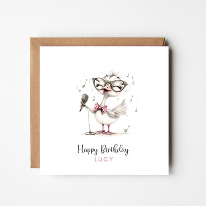 Personalised Funny Bird Birthday Card: Quirky Animal Design