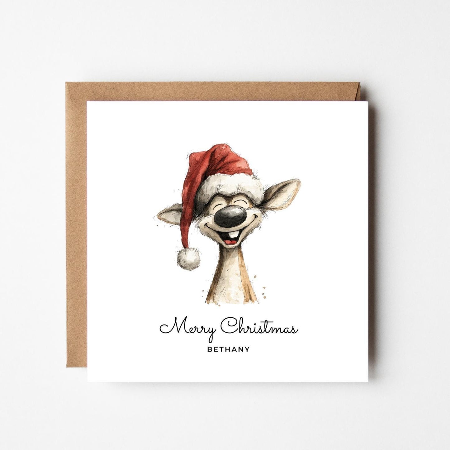 Personalised Funny Reindeer Christmas Card: Custom Xmas Card