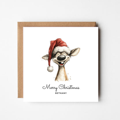 Personalised Funny Reindeer Christmas Card: Custom Xmas Card