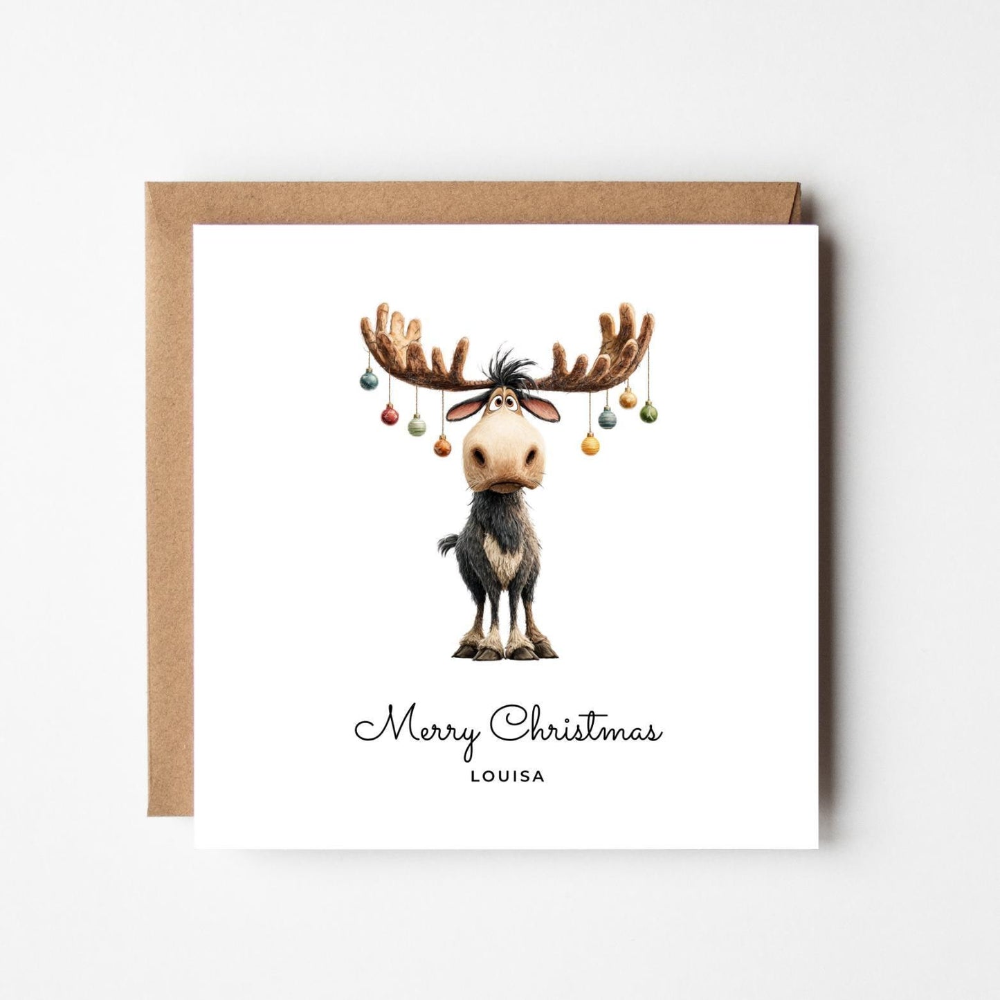 Funny Moose Personalised Christmas Card: Handmade Holiday Greeting