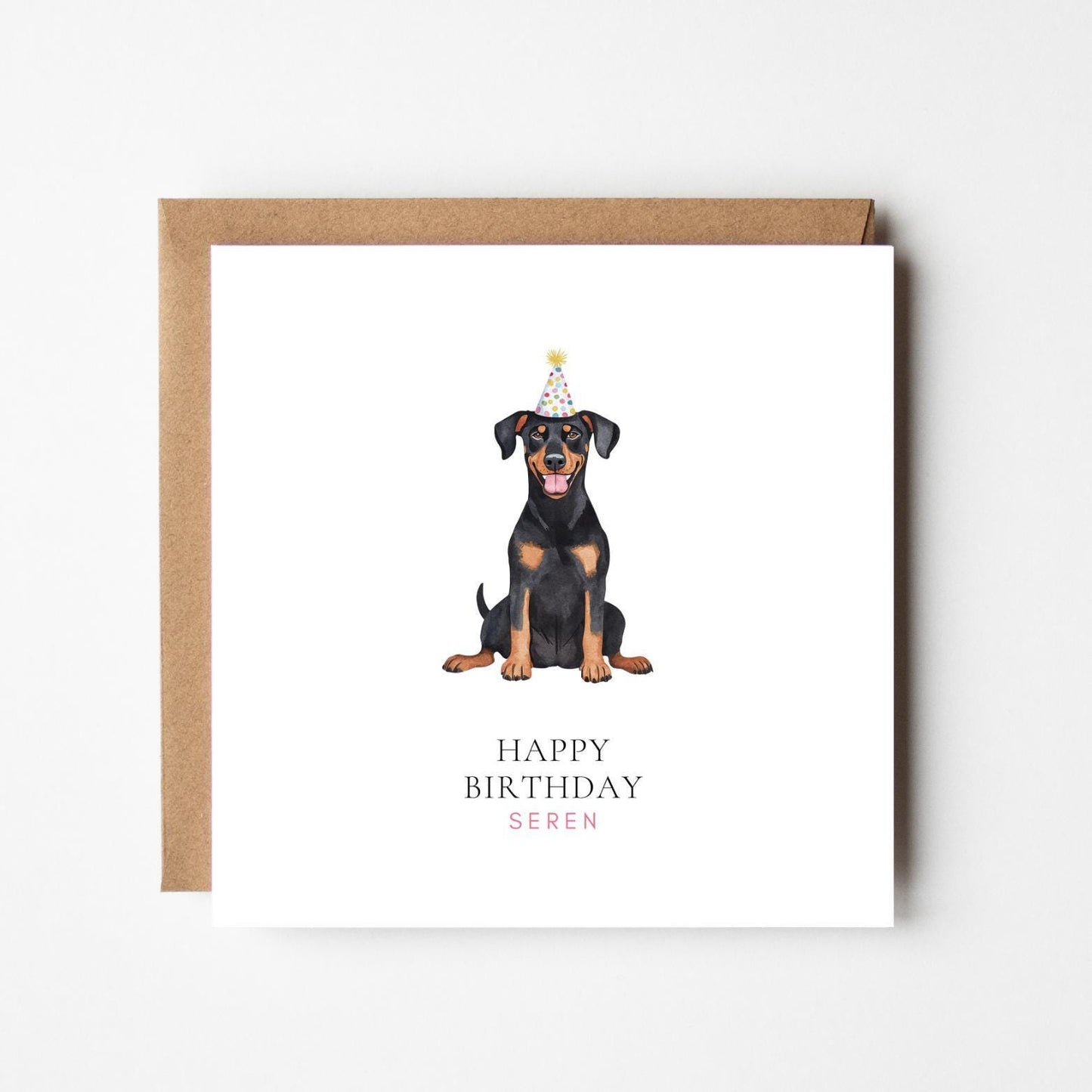 Personalised Doberman Birthday Card – Custom Dog Birthday Greeting