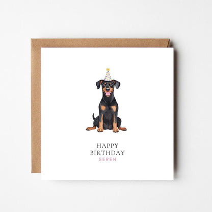 Personalised Doberman Birthday Card – Custom Dog Birthday Greeting