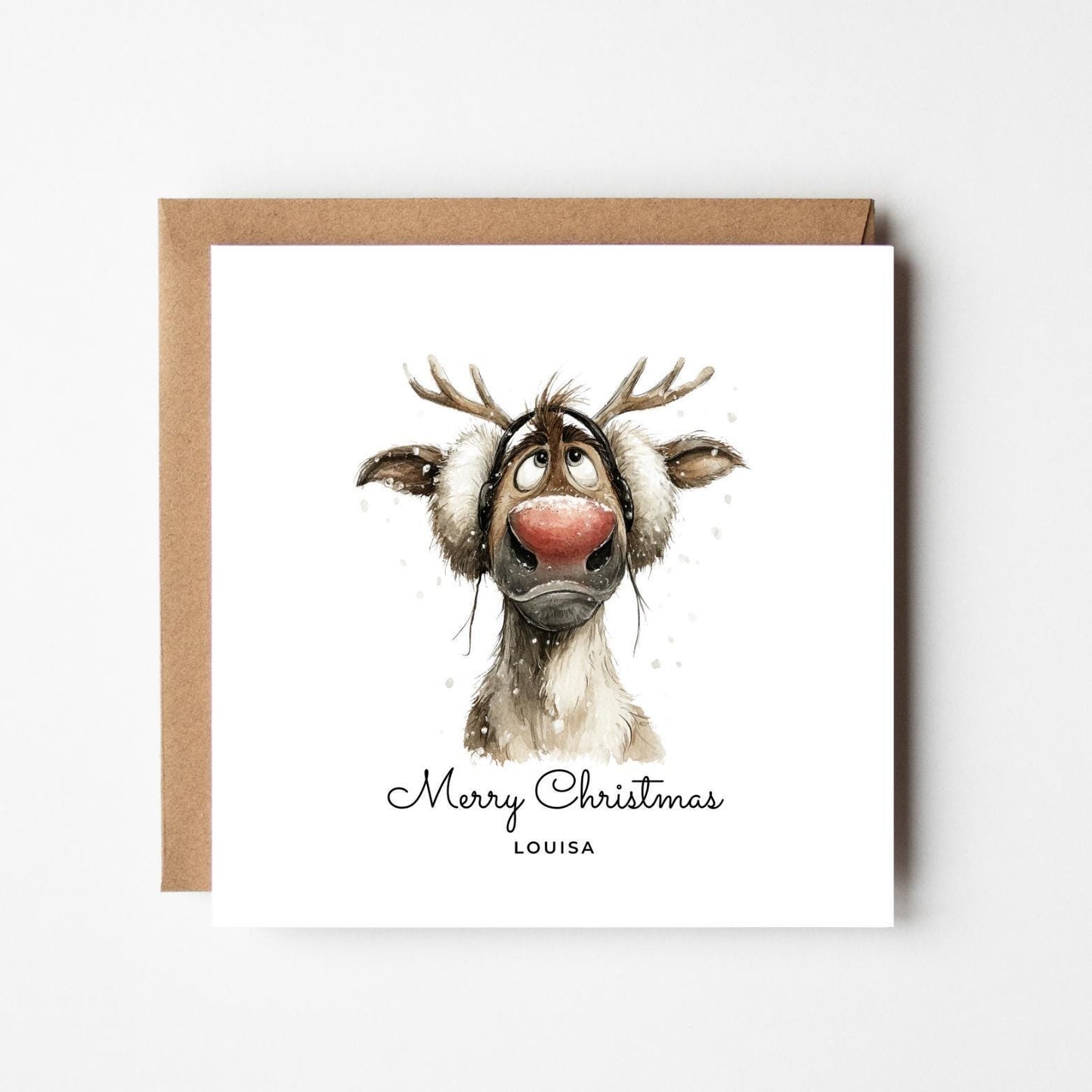 Personalised Funny Reindeer Christmas Card: Custom Xmas Card