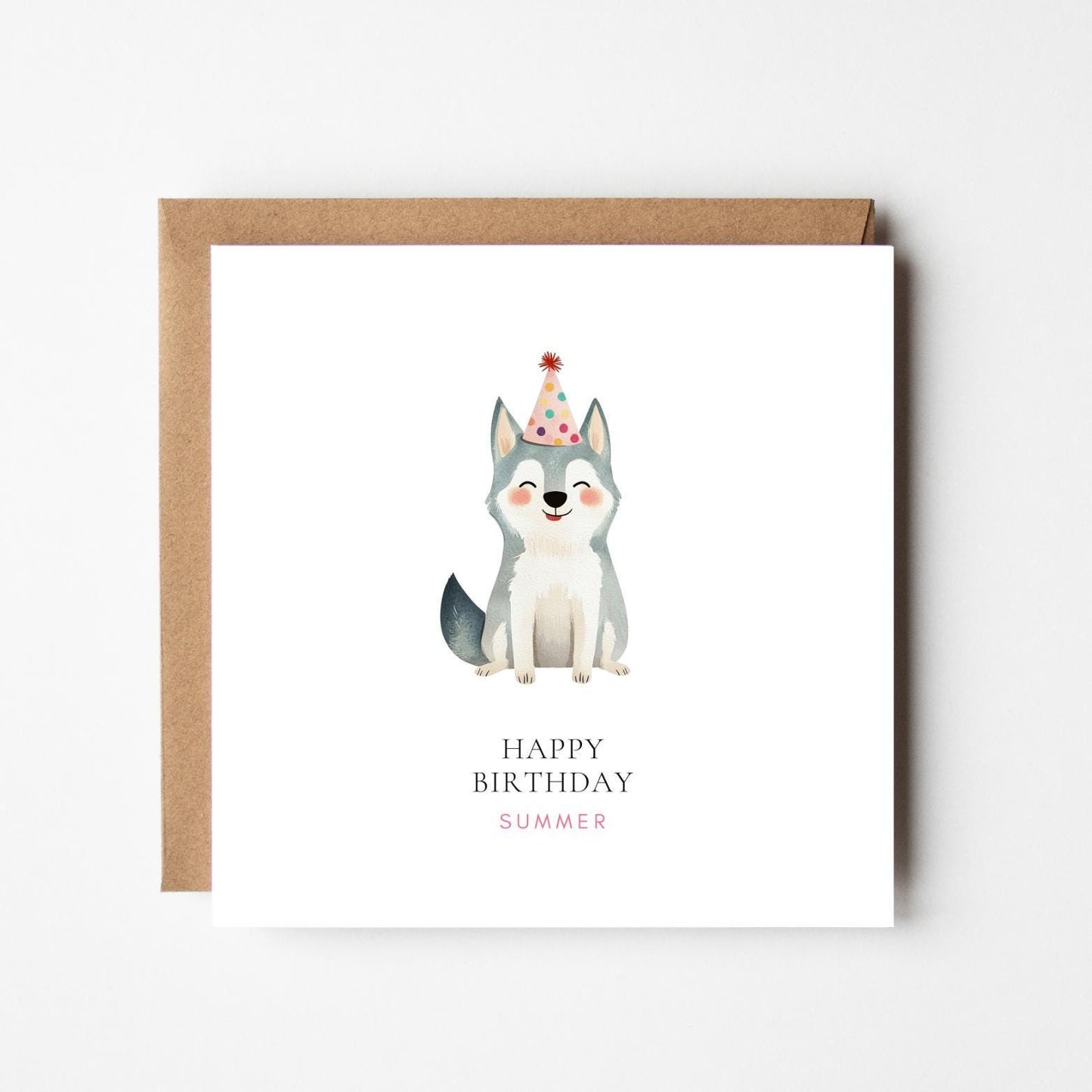 Personalised Husky Birthday Card – Cute Custom Dog Birthday Card