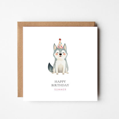 Personalised Husky Birthday Card – Cute Custom Dog Birthday Card