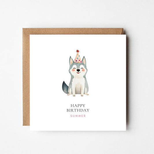 Personalised Husky Birthday Card – Cute Custom Dog Birthday Card
