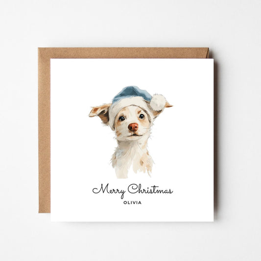 Personalised Chihuahua Christmas Card – Custom Small Dog Xmas Card – Cute Dog Lover Holiday Card – Dog Mum Dog Dad Gift – Pet Name Card