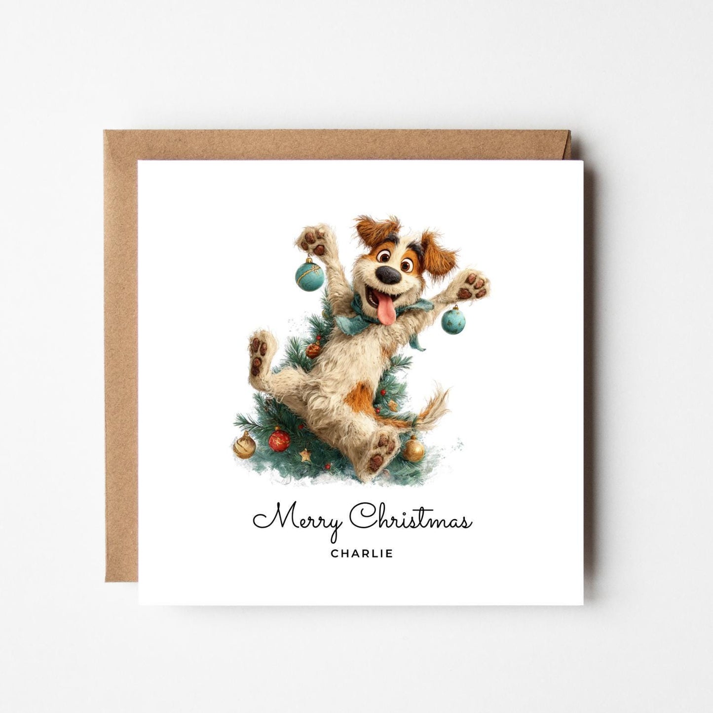 Funny Dog Christmas Card: Personalised Handmade Holiday Greeting