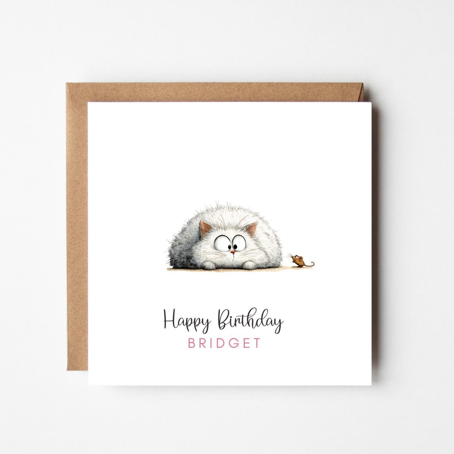 Personalised Cat and Mouse Birthday Card – Funny Animal Birthday Greeting