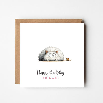 Personalised Cat and Mouse Birthday Card – Funny Animal Birthday Greeting