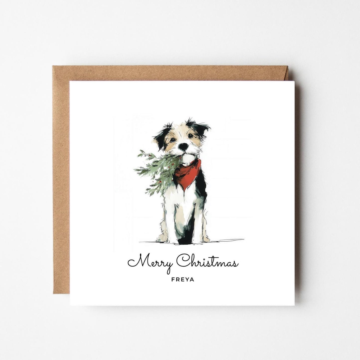 Personalised Dog Christmas Card – Custom Pet Xmas Card – Cute Dog Lover Holiday Card – Dog Mum Dog Dad Gift – Pet Name Card