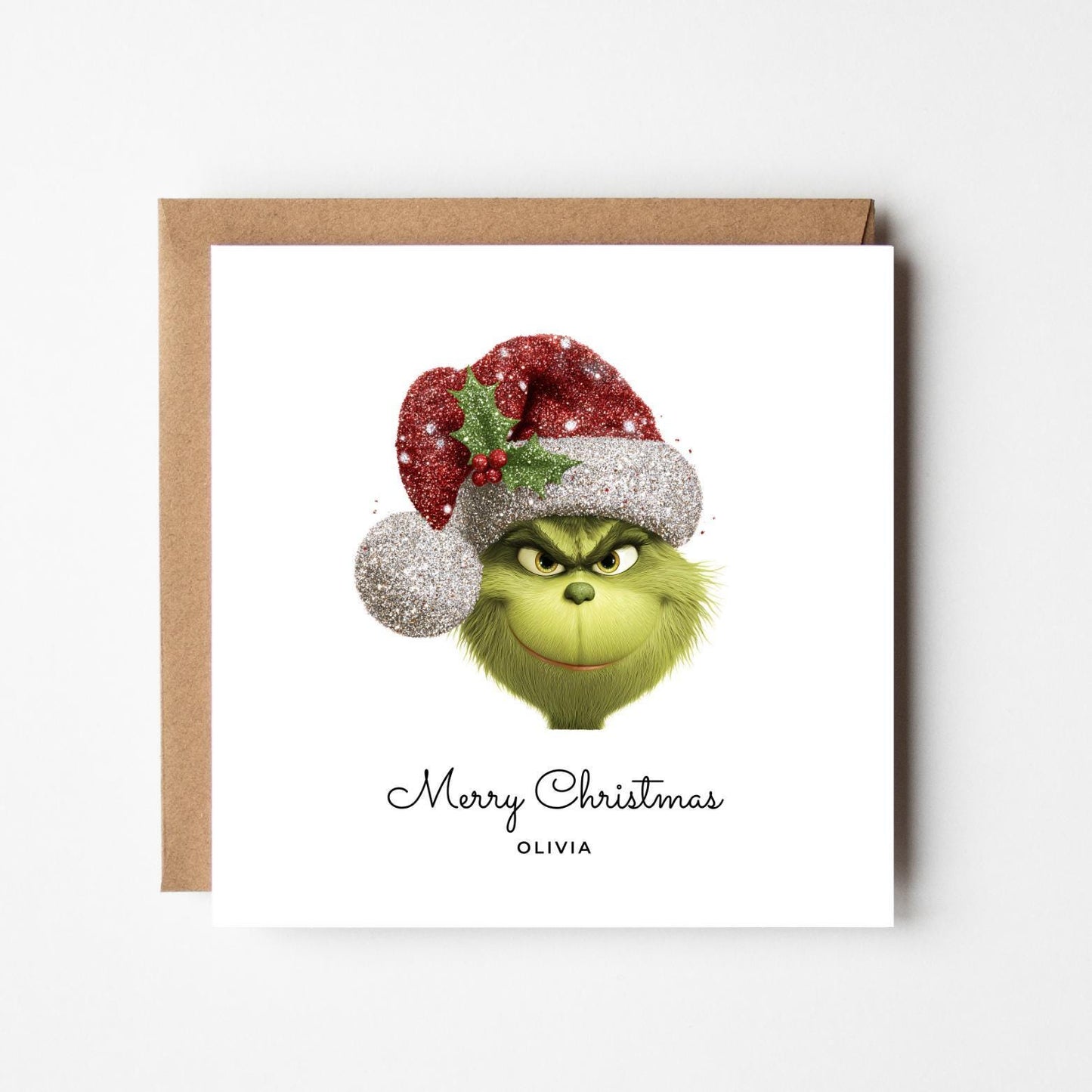 Personalised Grinch Christmas Card: Humorous Holiday Greeting
