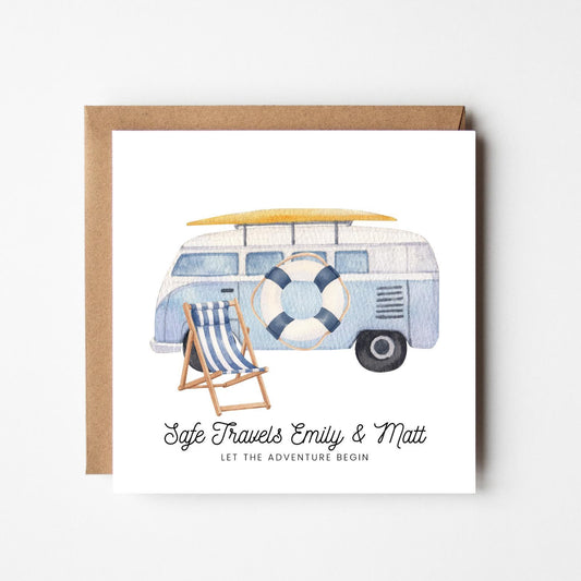 Personalised Bon Voyage Card: Watercolor Beach Travel Theme