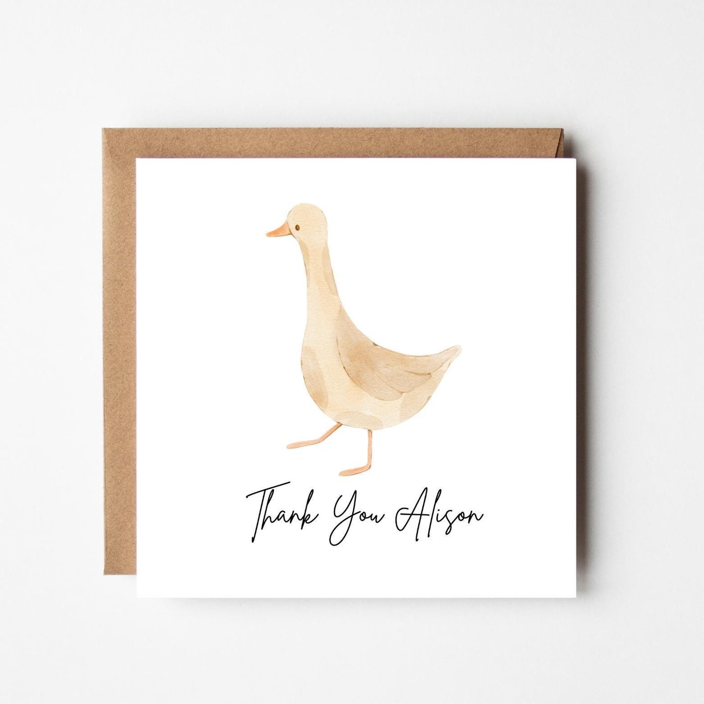 Personalised Thank You Card – Watercolour Duck Design