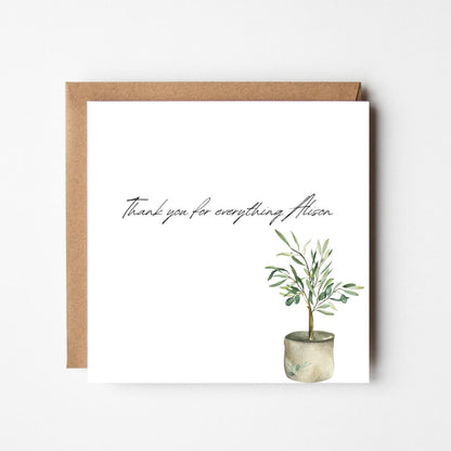 Personalised Thank You Card – Minimal Plant Design