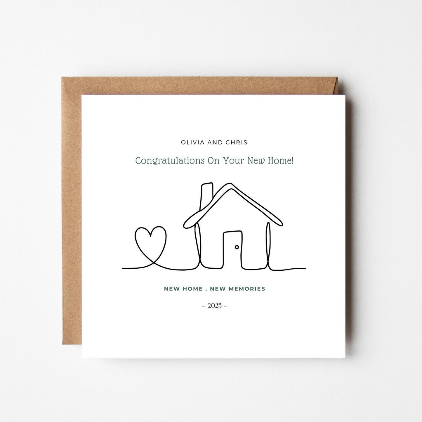 Personalised New Home Card | Minimalist Housewarming Card | Custom Line Art Design | Congratulations on Your New Home