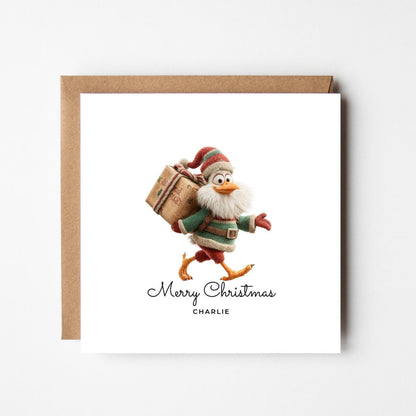 Personalised Funny Christmas Duck Card: Handmade Holiday Greeting