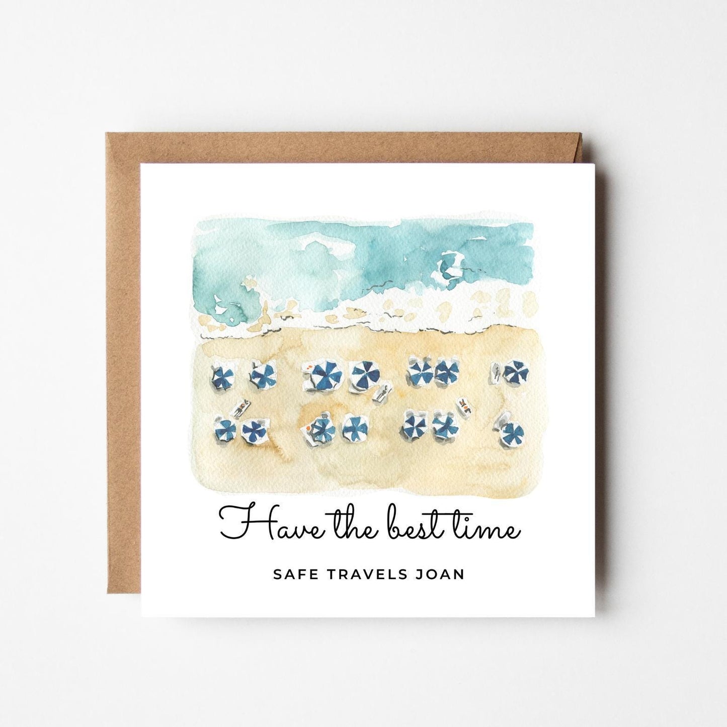 Personalised Bon Voyage Card – Safe Travels Beach Scene, Holiday Send-Off, Adventure & Farewell Gift