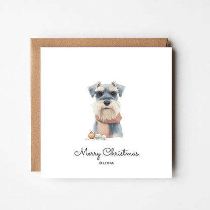 Personalised Schnauzer Christmas Card – Custom Dog Xmas Card – Cute Dog Lover Holiday Card – Dog Mum Dog Dad Gift – Pet Name Card