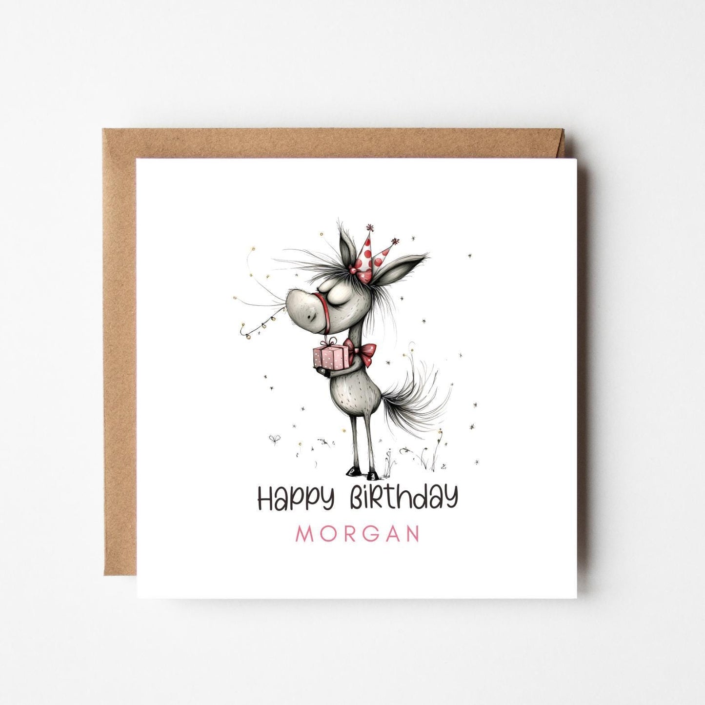 Personalised Donkey Birthday Card – Cute Funny Farm Animal Greeting