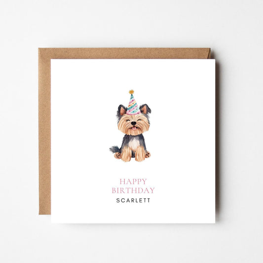 Personalised Yorkshire Terrier Birthday Card – Cute Dog Birthday Card