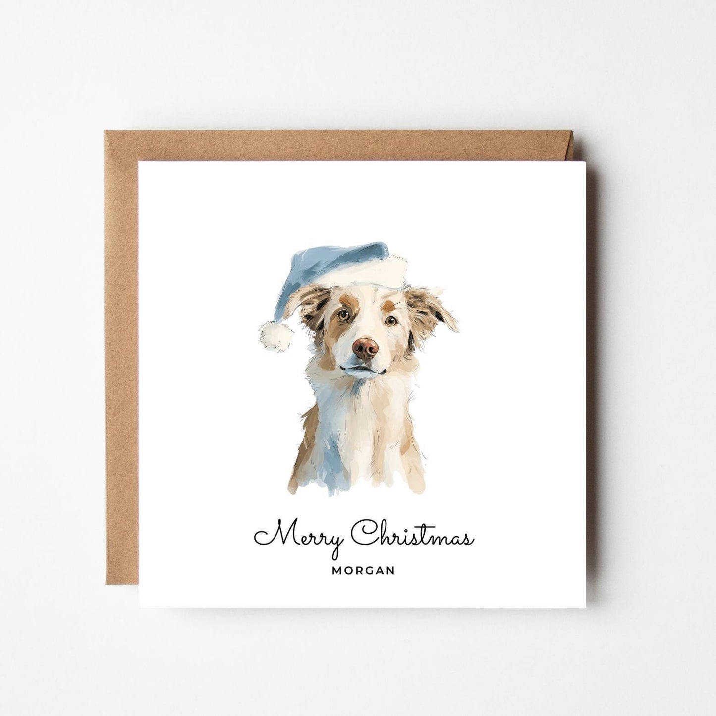 Personalised Border Collie Christmas Card – Custom Dog Xmas Card – Cute Collie Dog Lover Holiday Card – Dog Mum Dog Dad Gift – Pet Name Card