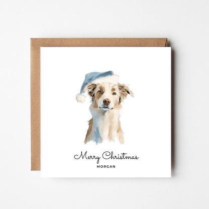 Personalised Border Collie Christmas Card – Custom Dog Xmas Card – Cute Collie Dog Lover Holiday Card – Dog Mum Dog Dad Gift – Pet Name Card