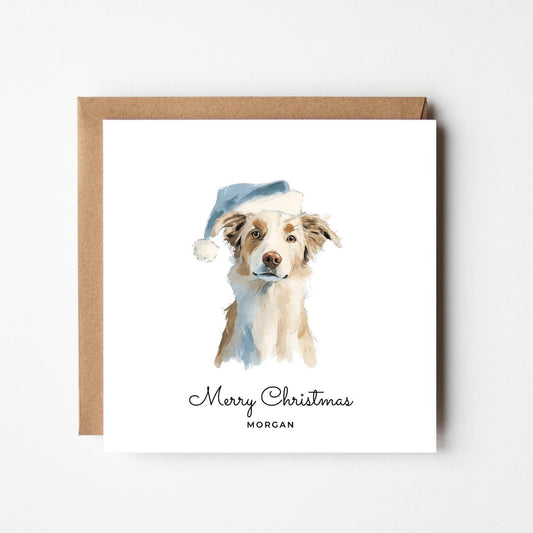 Personalised Border Collie Christmas Card – Custom Dog Xmas Card – Cute Collie Dog Lover Holiday Card – Dog Mum Dog Dad Gift – Pet Name Card