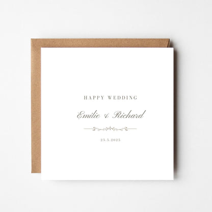 Personalised Wedding Congratulations Card: Elegant Floral Design