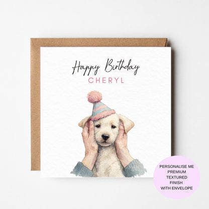 Dog Birthday Card: Cute Watercolor Dog Art, Personalised