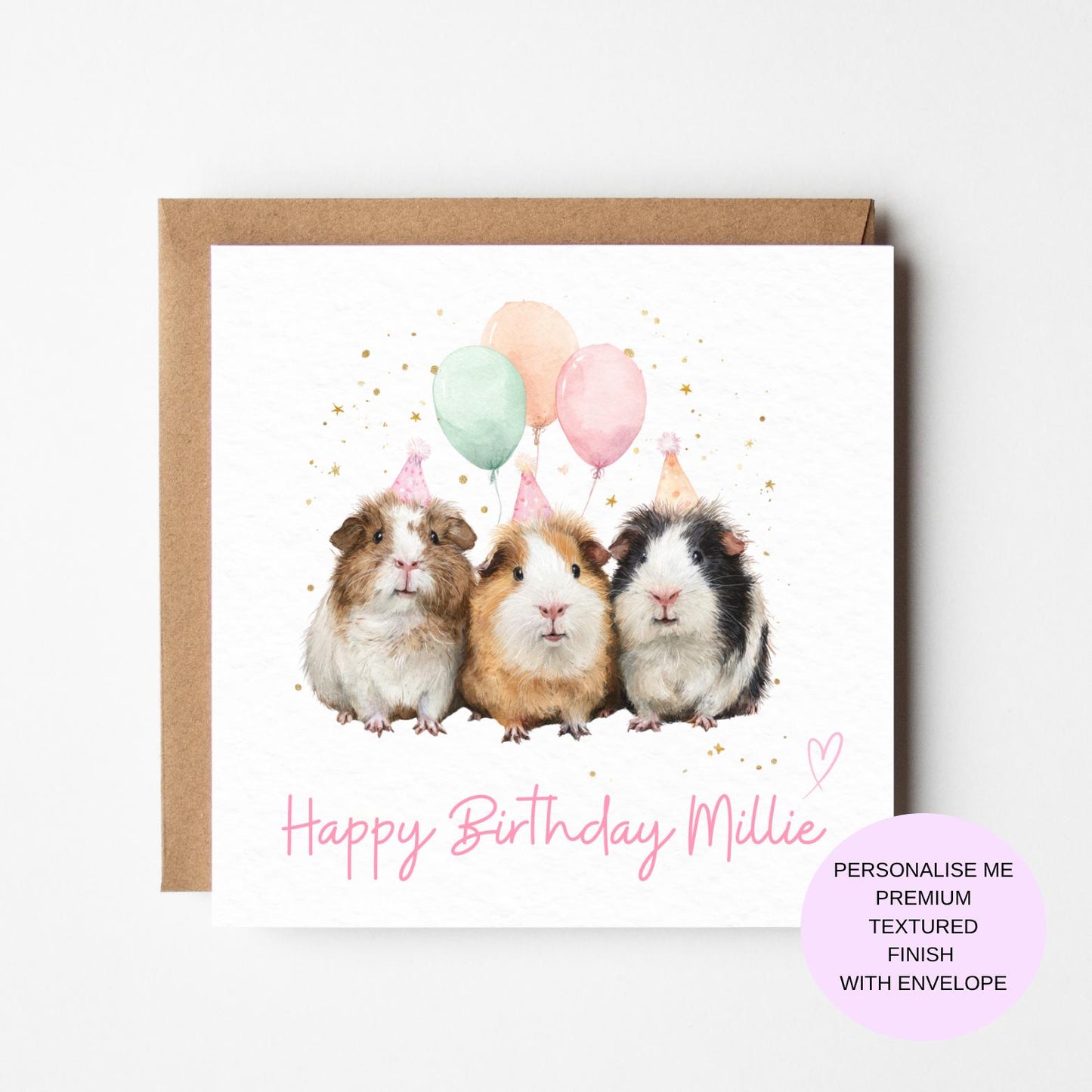 Guinea Pig Birthday Card - Fun Animal Design with Personalisation